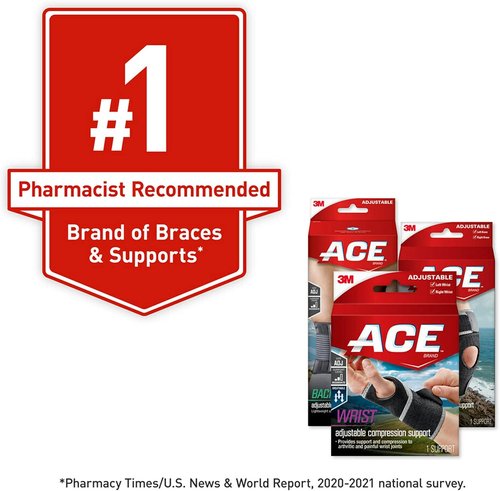 ACE Deluxe Ankle Stabilizer - Adjustable Support for Injury Recovery | Black, 1 Pack
