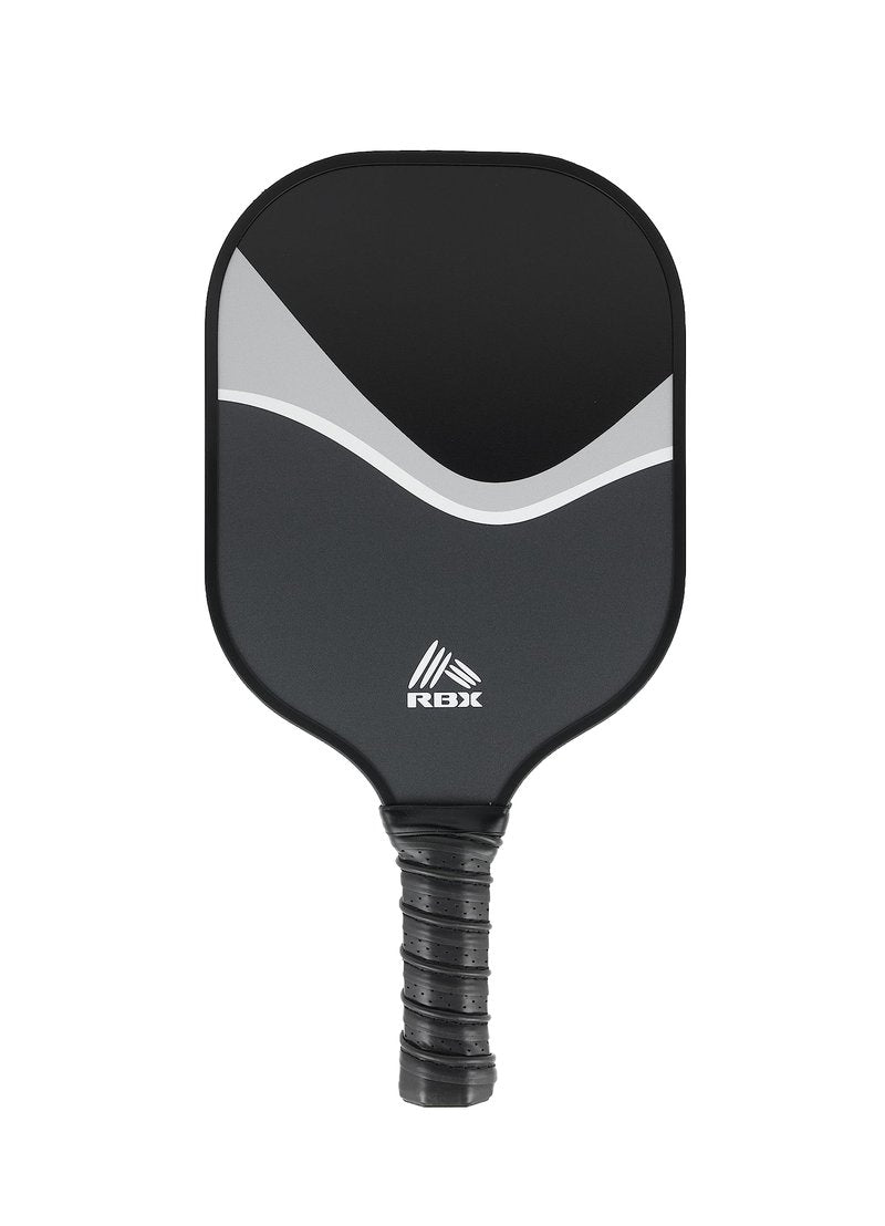 RBX Active Pickleball Paddle with Cover, Reinforced Fiberglass Face with Edge Guard and Honeycomb Core Pickleball Paddle with Cushioned Grip, Single Pickle Ball Paddle with Matching Cover Wave Black