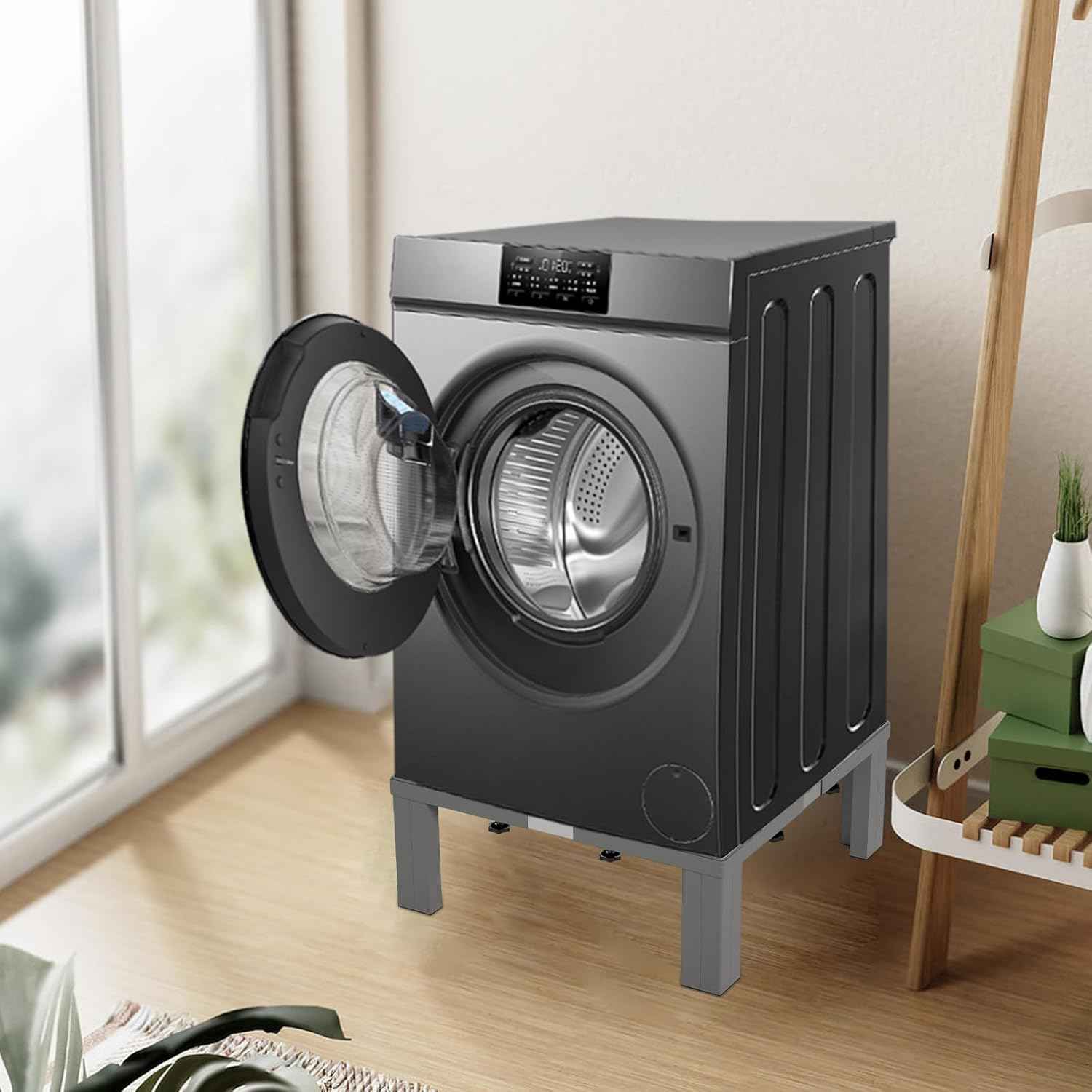 Heavy Duty Stainless Steel Mini Fridge & Washer Dryer Stand with 4 Strong Feet - Universal Appliance Base (Large)