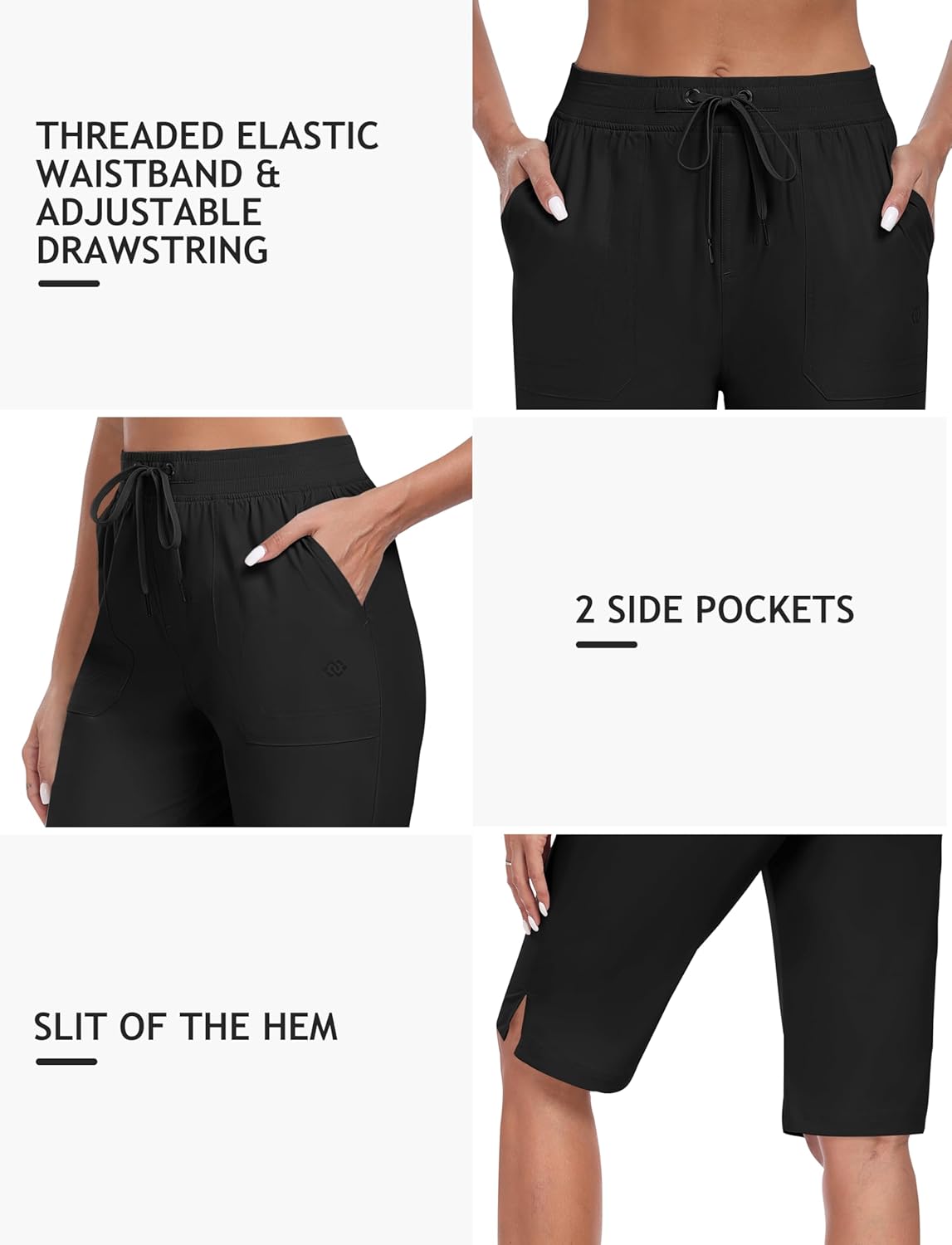 MoFiz Women's Quick-Dry Hiking Shorts - 13" Knee Length, Water-Resistant, 3 Pockets for Travel & Golf