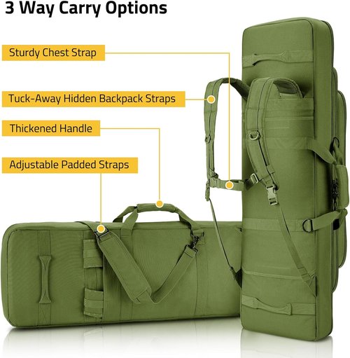 CVLIFE Soft Rifle Case - Triple Layered Double Gun Bag with Lockable Zipper & Backpack Strap | 36" - 46" Sizes