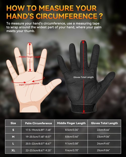 KUMGIM Tactical Motorcycle Gloves - Black Touchscreen with Hard Shell for Outdoor Sports & Activities