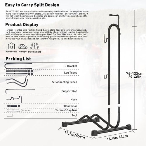 BALINGE Bike Parking Stand,Bike Floor Stand Parking Rack，Bike Rack Bicycle Floor Parking Stand, Bike Storage Holder for Garage,Indoor & Outdoor，Mountain & Road Bikes，2 Pack