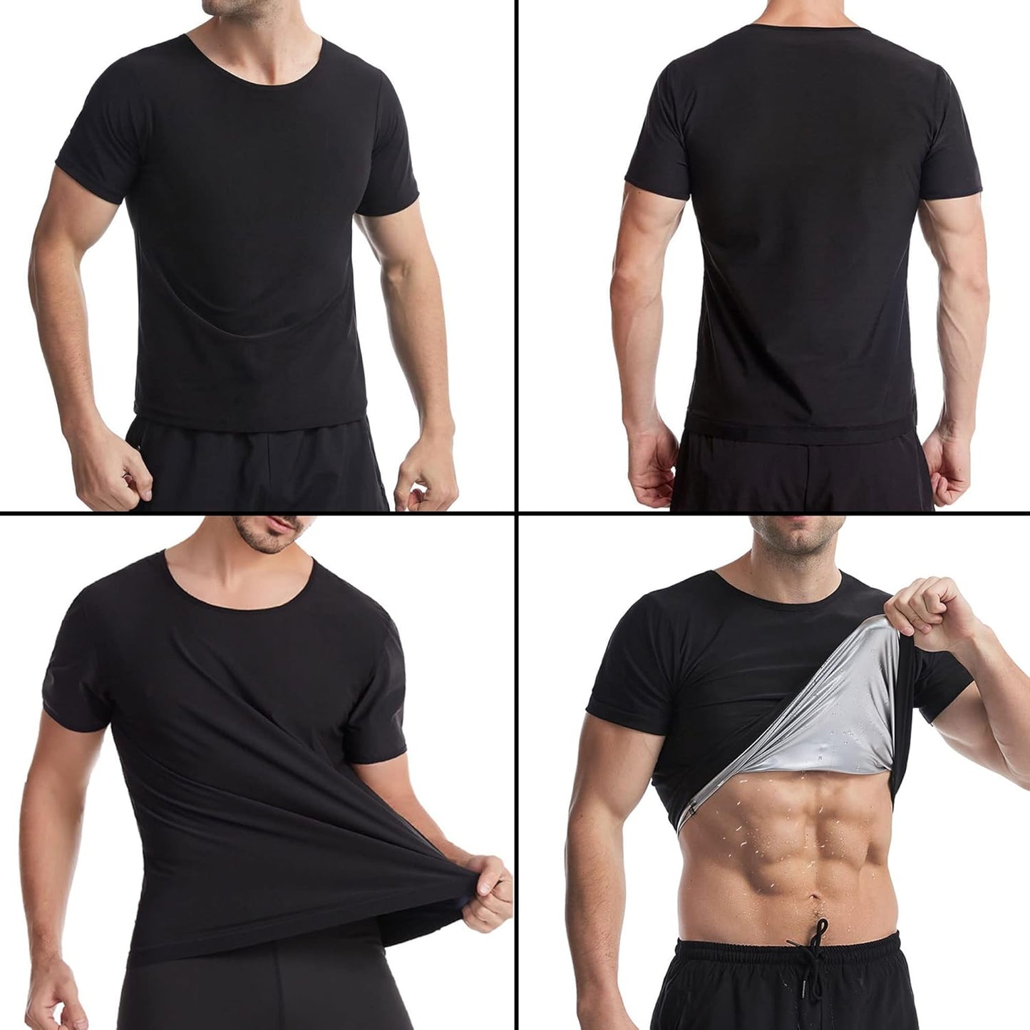 Skiennix Sauna Shirt for Men - Short Sleeve Compression Vest for Effective Sweat & Body Shaping