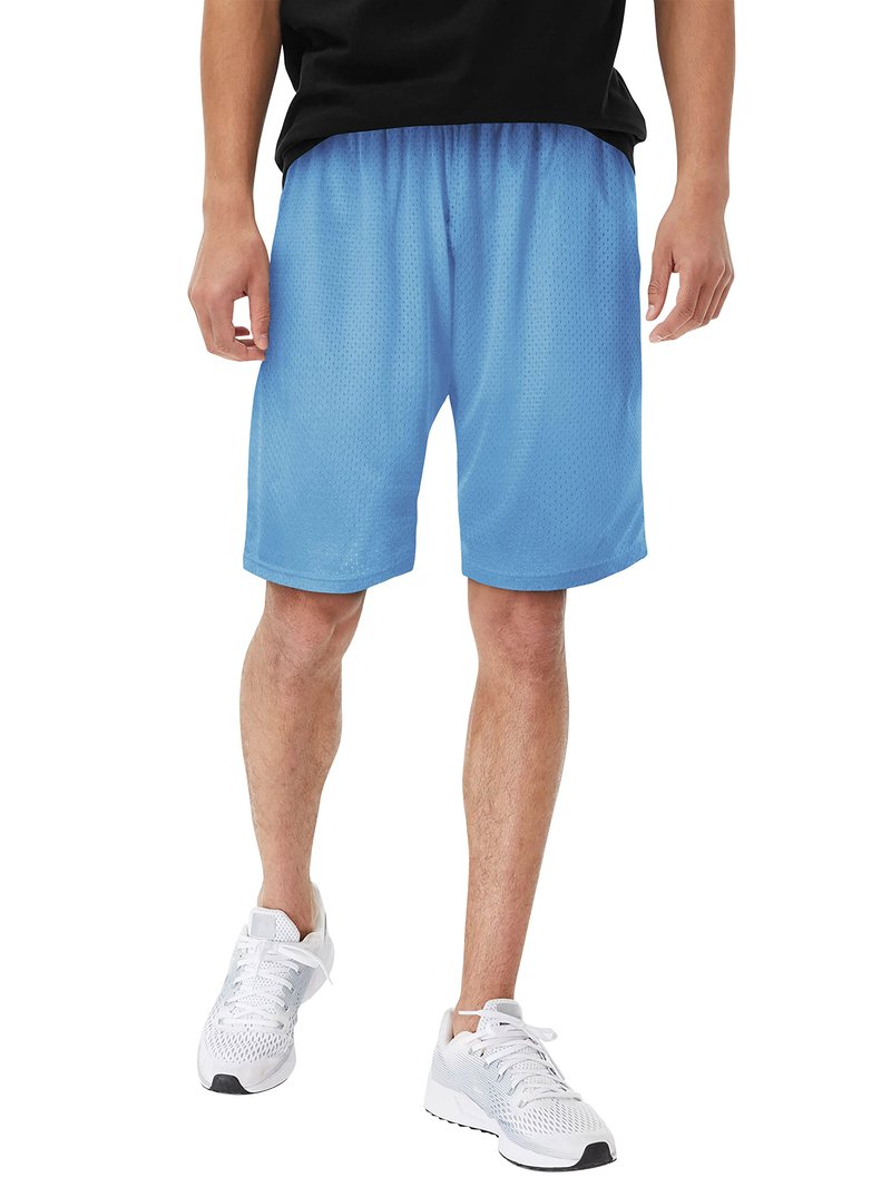 Hat and Beyond Mens Mesh Shorts Elastic Sports Gym Performance Workout Boxing Jersey Basketball Pants (Small, 1ih01_Sky Blue)