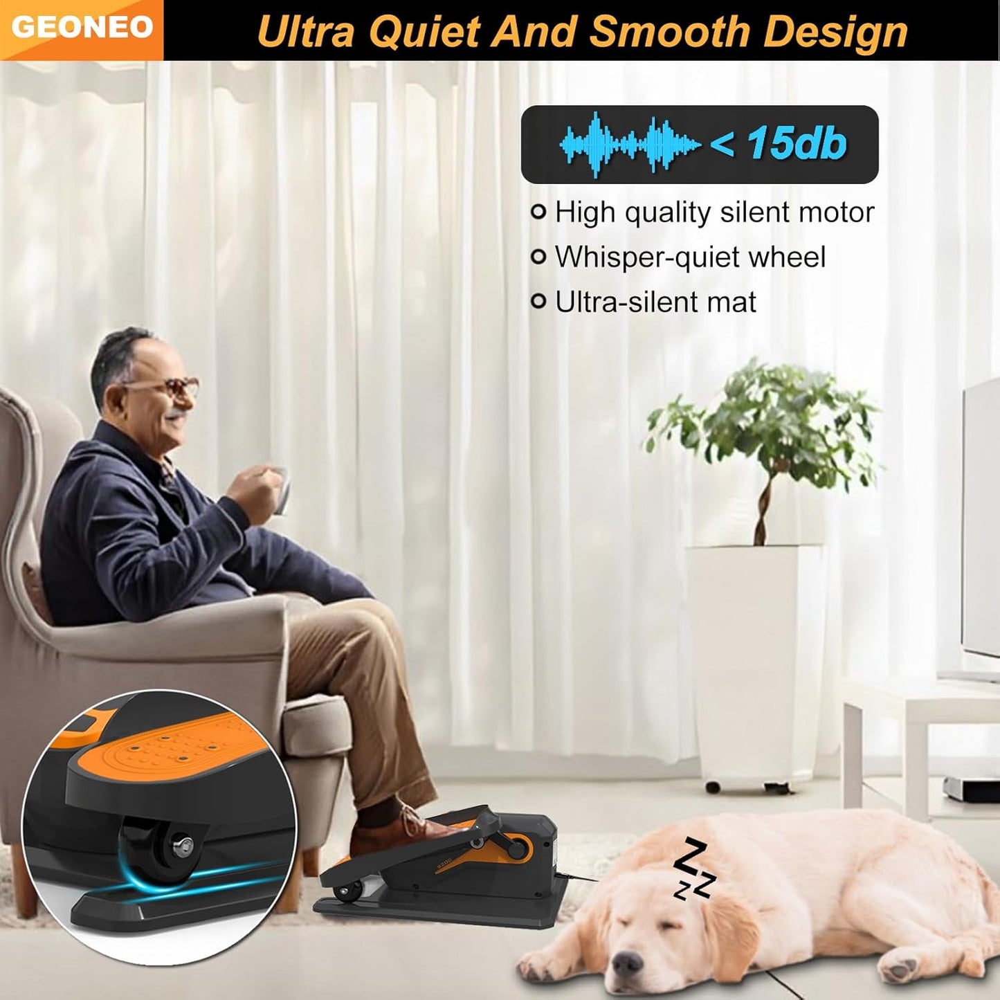 Under Desk Elliptical | Electric Exerciser for Seniors - Quiet, Compact Design with Remote Control & 12 Speeds