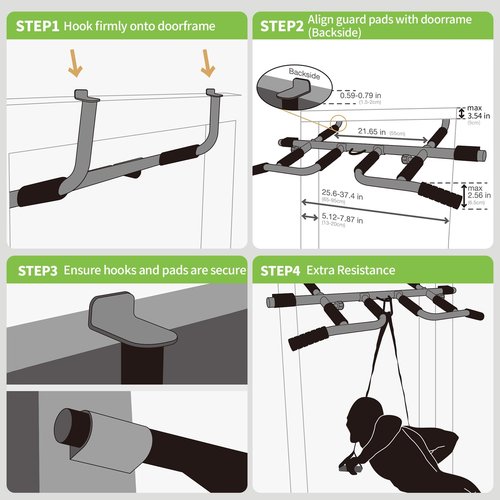 KAKICLAY New Upgrade Pull Up Bar for Doorway with Ergonomic Grip - Upto 440 Lbs Capacity, No Screwing or Slipping - USA Original Patent, Designed, Shipped, Warranty