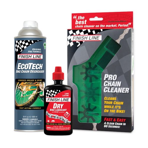 Finish Line Shop Quality Bicycle Chain Cleaner Kit – Deep Scrubbing Chain Cleaner, EcoTech Degreaser and Dry Lubricant for Efficient, Clean and Smooth Drivetrain Performance