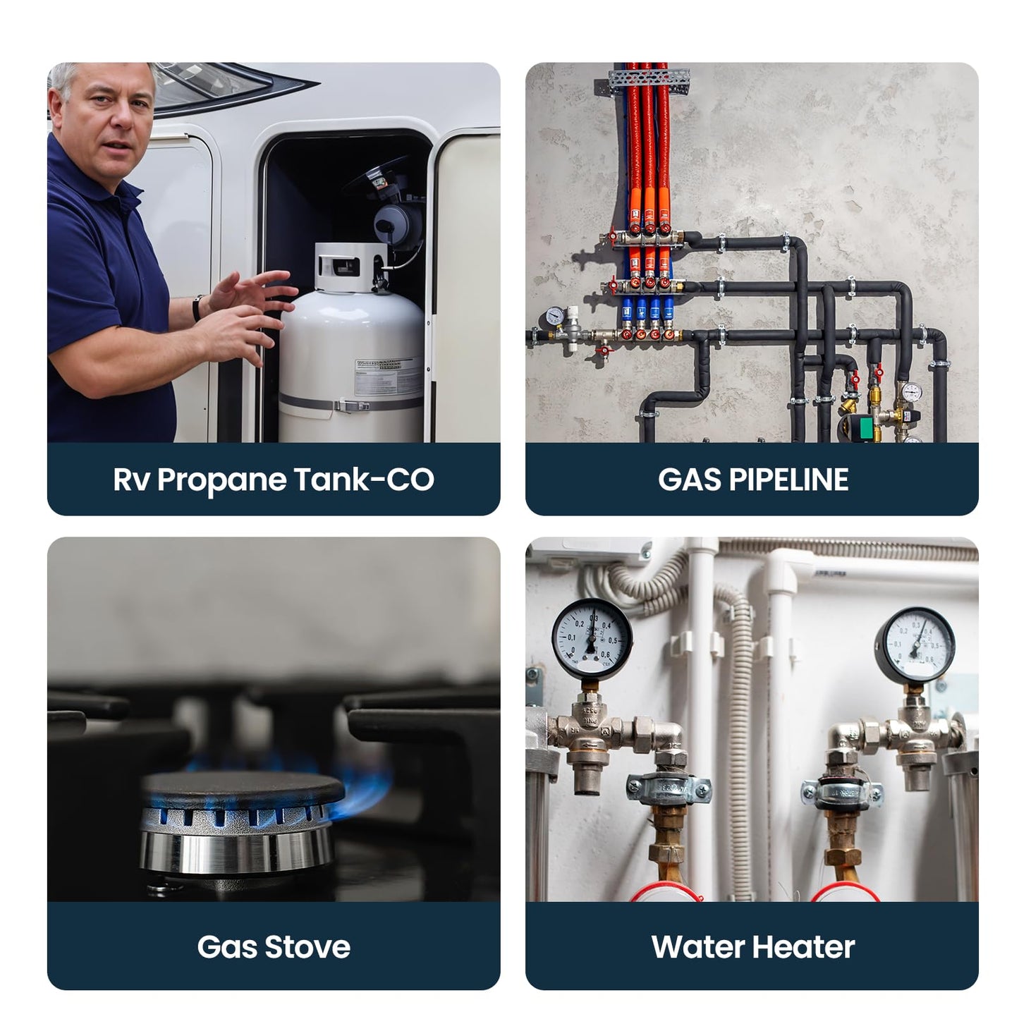 ACEGMET Gas Detector, 4 Gas Monitor Multiple Indicator (Vibration, Audible, Visual) H2S, O2, CO and LEL 4 Gas Monitor Personal Rechargeable 4 Gas Meter 2 Years of Sensor Life Gas Sniffer