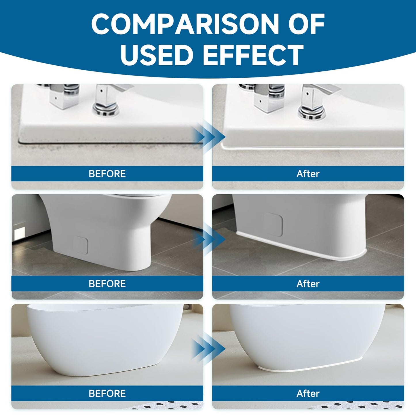 CARPOLY Silicone Caulk for Kitchen & Bathroom, Waterproof White Caulk for Sink, Toilets, Windows, Doors, Strong Adhesion, Shrink & Crack Proof,Long-Lasting(White, 5.29oz)