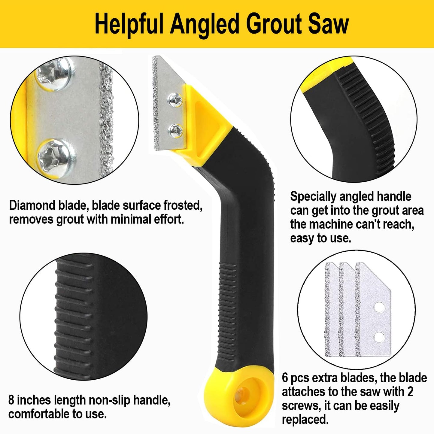 LABOFiC 14pcs Grout Removal Tool Kit, 2 Tile Grout Saws with 6 Extra Blades, 2 Grout Hand Saw with 4 Extra Blades, Tile Joint Cleaning Tools, Ideal for Tile Gap Cleaning and Repair