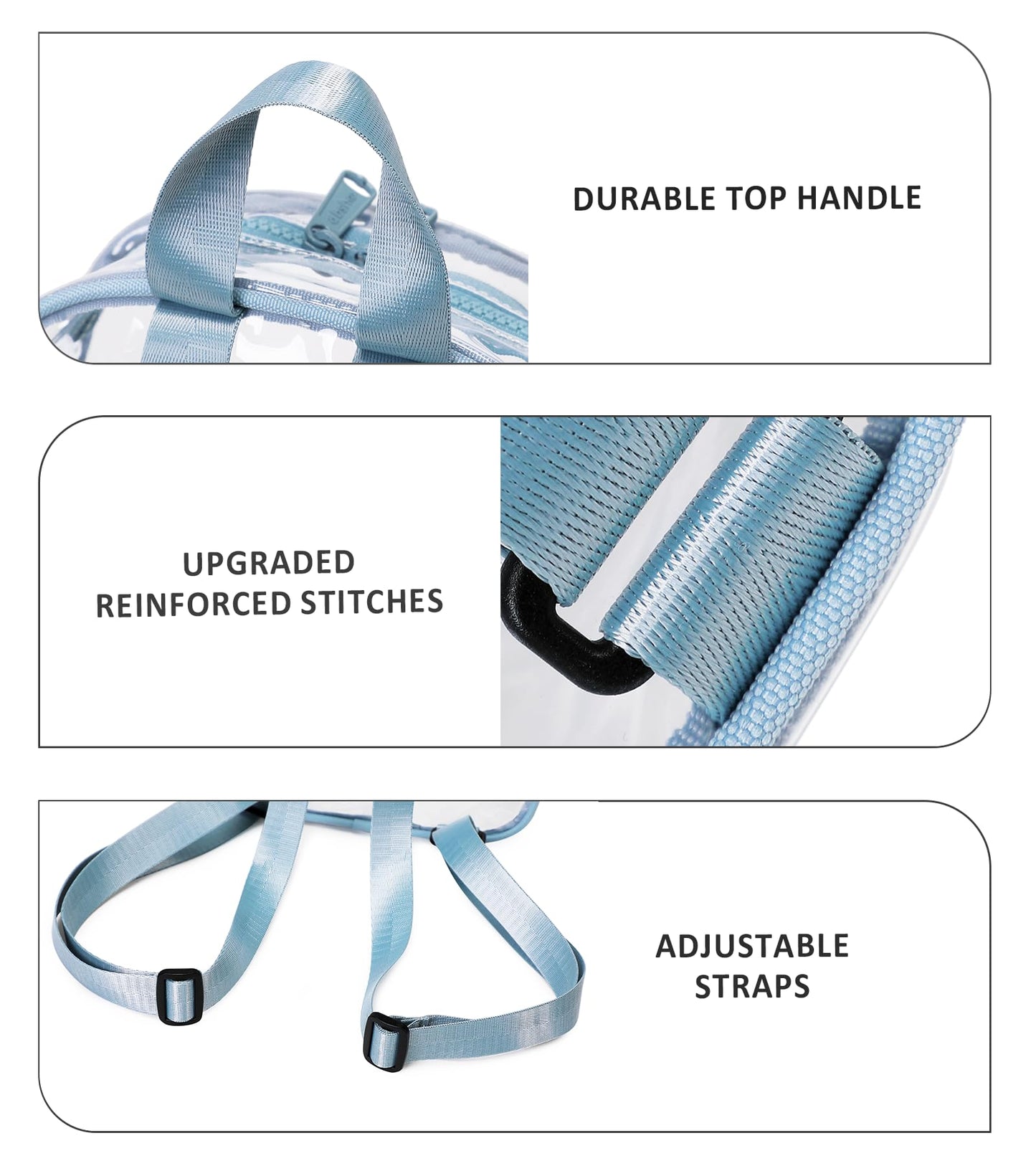 abshoo Clear Bag for Stadium Events Approved Clear Mini Backpack Transparent Bags for Women Concert Festivals Sport Event (Blue)