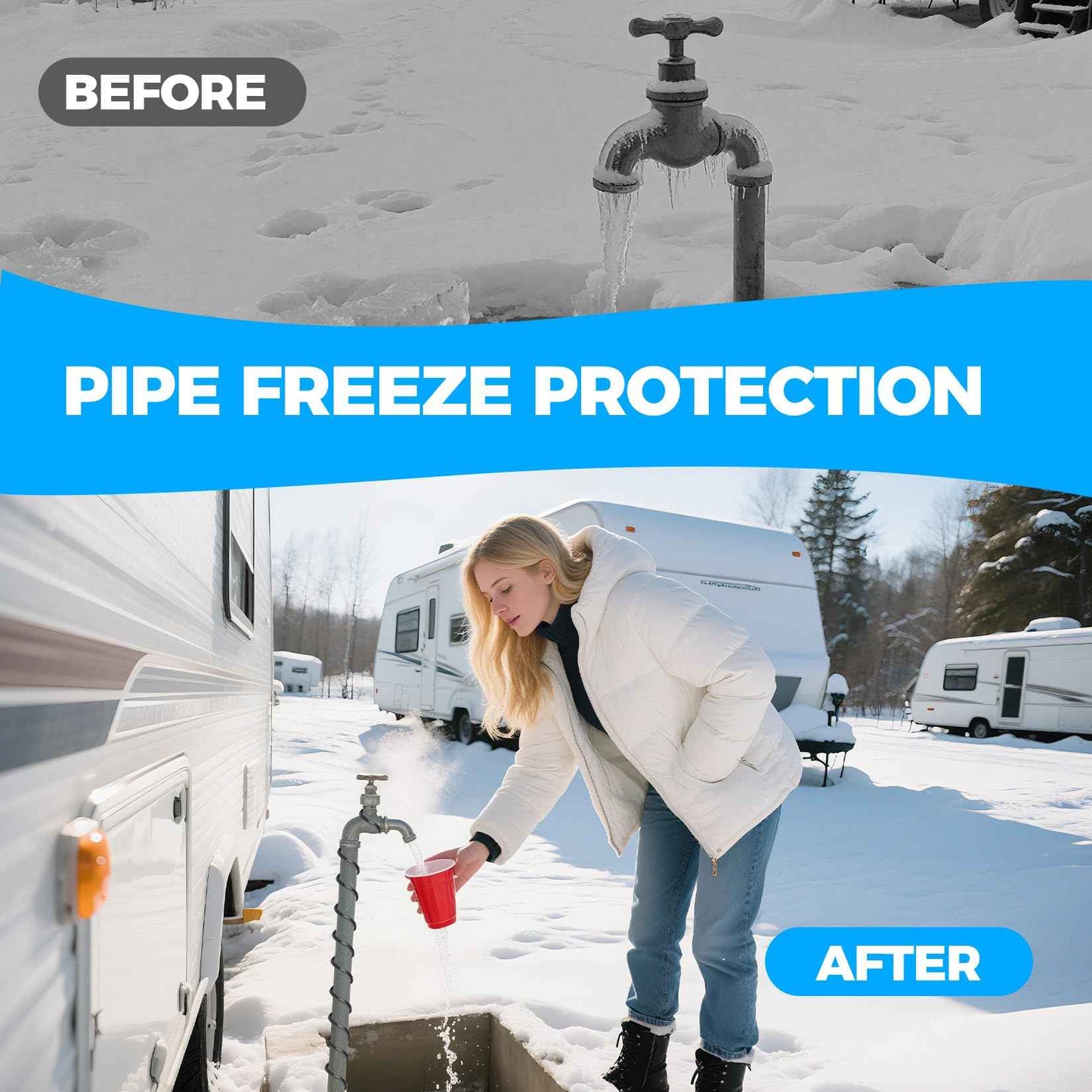 3FT~160FT Water Pipe Heat Cable for Pipe Freeze Protection, Pipe Heating Cable for Metal And Plastic Home Pipes, Energy-Saving Heat Trace Cable Keeps Water Flowing, 120V 5W/ft（50FT）