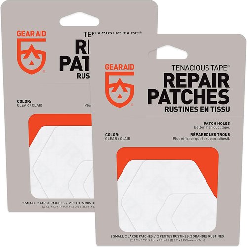 GEAR AID Tenacious Tape Hex – Clear Repair Patches for Outdoor Gear | 8 Peel-and-Stick Patches (4x2.5” & 4x1.5”)