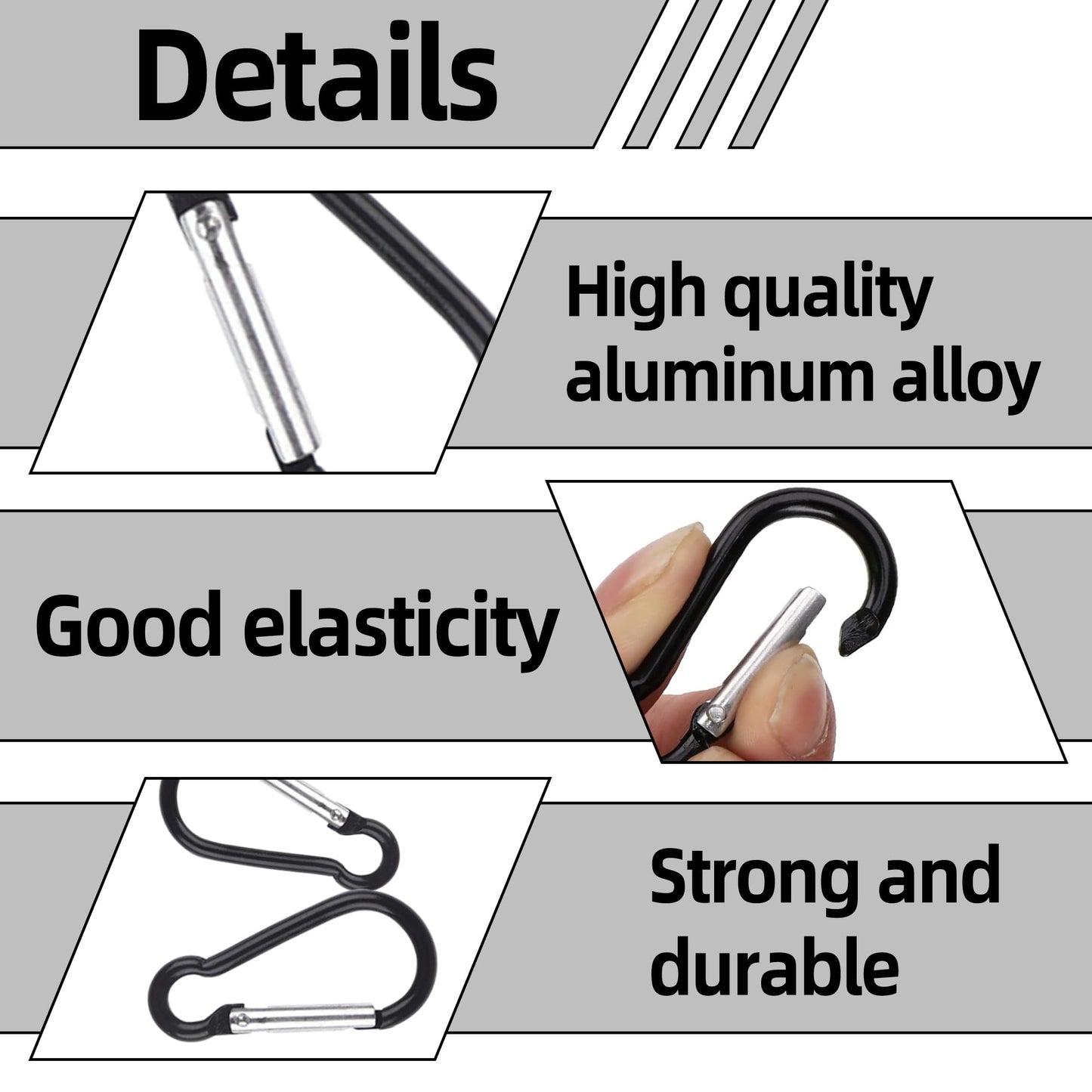 300 Pcs 2" Carabiner Bulk Spring Snap Hooks Bulk Aluminum Alloy Clip Keychain for Hanging Camping Hiking Traveling Fishing Outdoor Activities Dog Leash, Keys (Black)
