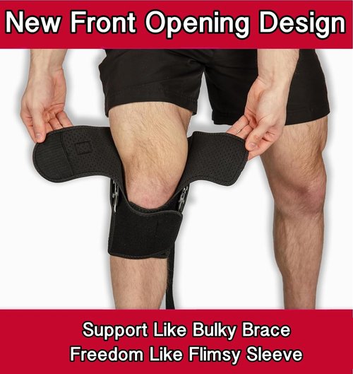 Hinged Knee Brace Support with Strap & Side Patella Stabilizers for Protection & Pain Relief for Arthritis, Meniscus Tear, ACL, MCL - Sports Compression Wrap for Running & Recovery - Men & Women (L)