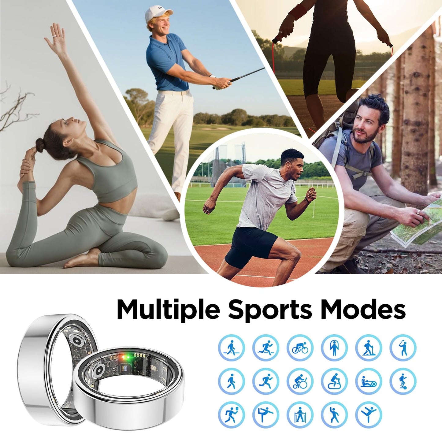 BENIO Gen 2 Smart Ring for Women & Men, Heart Rate,Fitness Tracker with Sleep，Step/Sleep/Blood Oxygen/Heart Rate Tracker, 5ATM Waterproof for iOS and Android,No Subscription, Xmas Gifts,Sliver 9