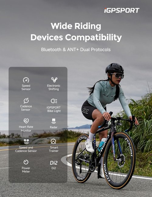 iGPSPORT BSC200S GPS Bike Computer, Wireless Route Navigation 2.4'' Screen Bluetooth ANT+ Cycle Computer IPX7 Waterproof (BSC200S)