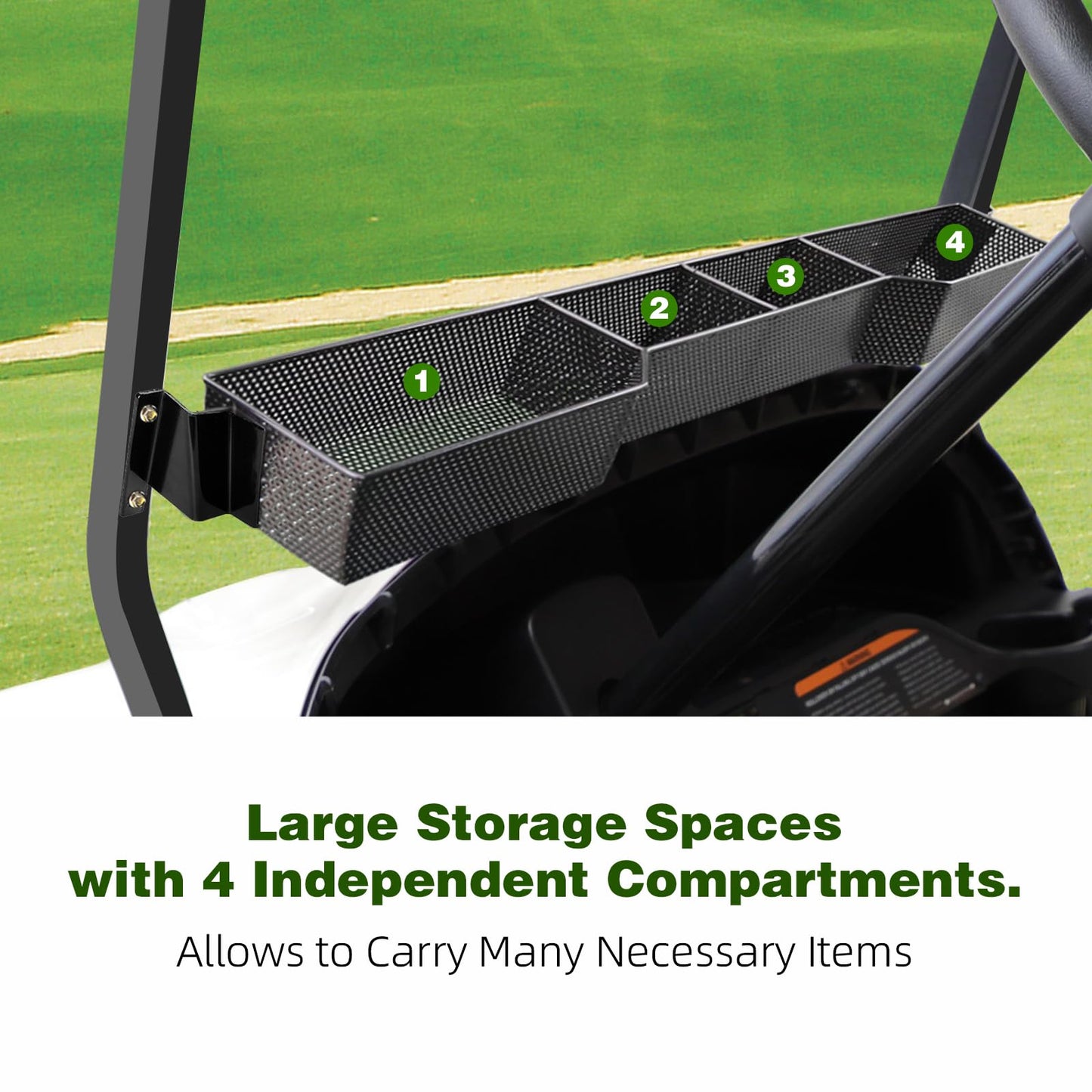 AIPSET Tempo/Onward Golf Cart Front Basket, Front Inner Dash Tray Storage Organizer Compatible with Club Car 2017 and Newer Onward & Tempo, Sturdy One-piece Design & Water Resistance