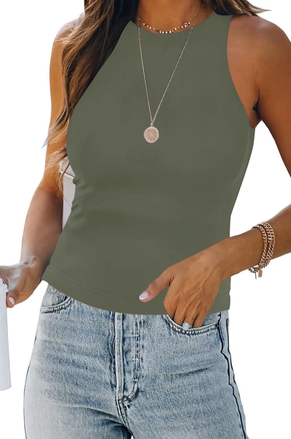 Skiennix Women's Halter Tops - Summer Sleeveless High Neck Fitted Racerback Blouse | Stylish & Comfortable