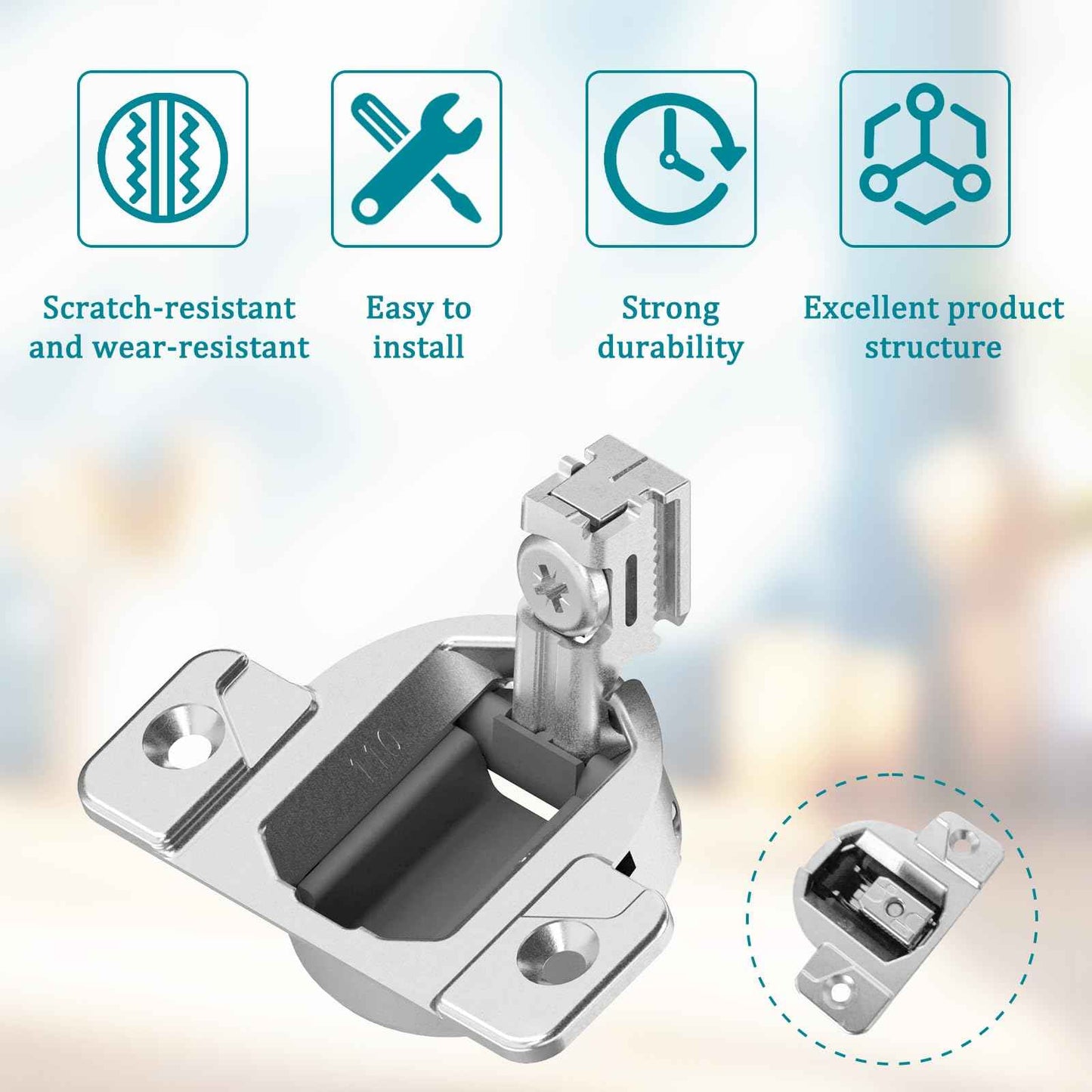 Replacement for Blum 110 Degrees Screw On Self Closing Compact 33 Hinge, Fit for Open Side Cabinet Hinges, Cabinet Door Hinges,Replacement for Original Blum Hinges 4Pack (mounting Plate not Included)