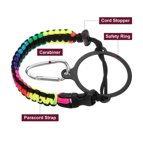 uxcell Paracord Handle, Water Bottle Handle Strap, Paracord Cap Strap Cord, Carrier Strap Cord for Wide Mouth Bottles 16oz to 64oz, Rainbow
