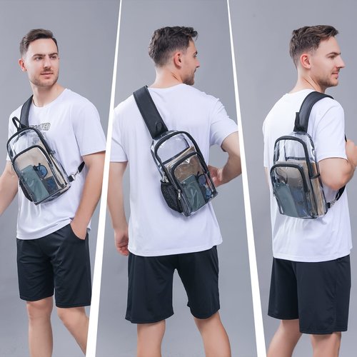 Edraco Clear Sling Bag for Concert & Stadium Approved, Shoulder Backpack for Men & Women - Holds Phone, Wallet, Keys, Power Bank