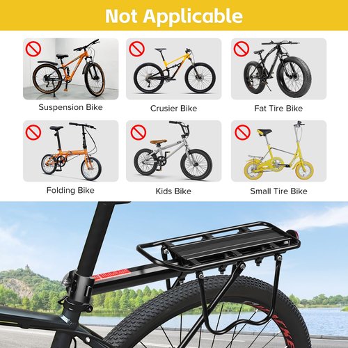 Donext Bike Rack - 110 lbs Rear Cargo Rack Universal for 22-28" Bicycles, Quick Release with Bungee Cord | Bicycle Rear Rack/Bike Cargo Carrier (Black)
