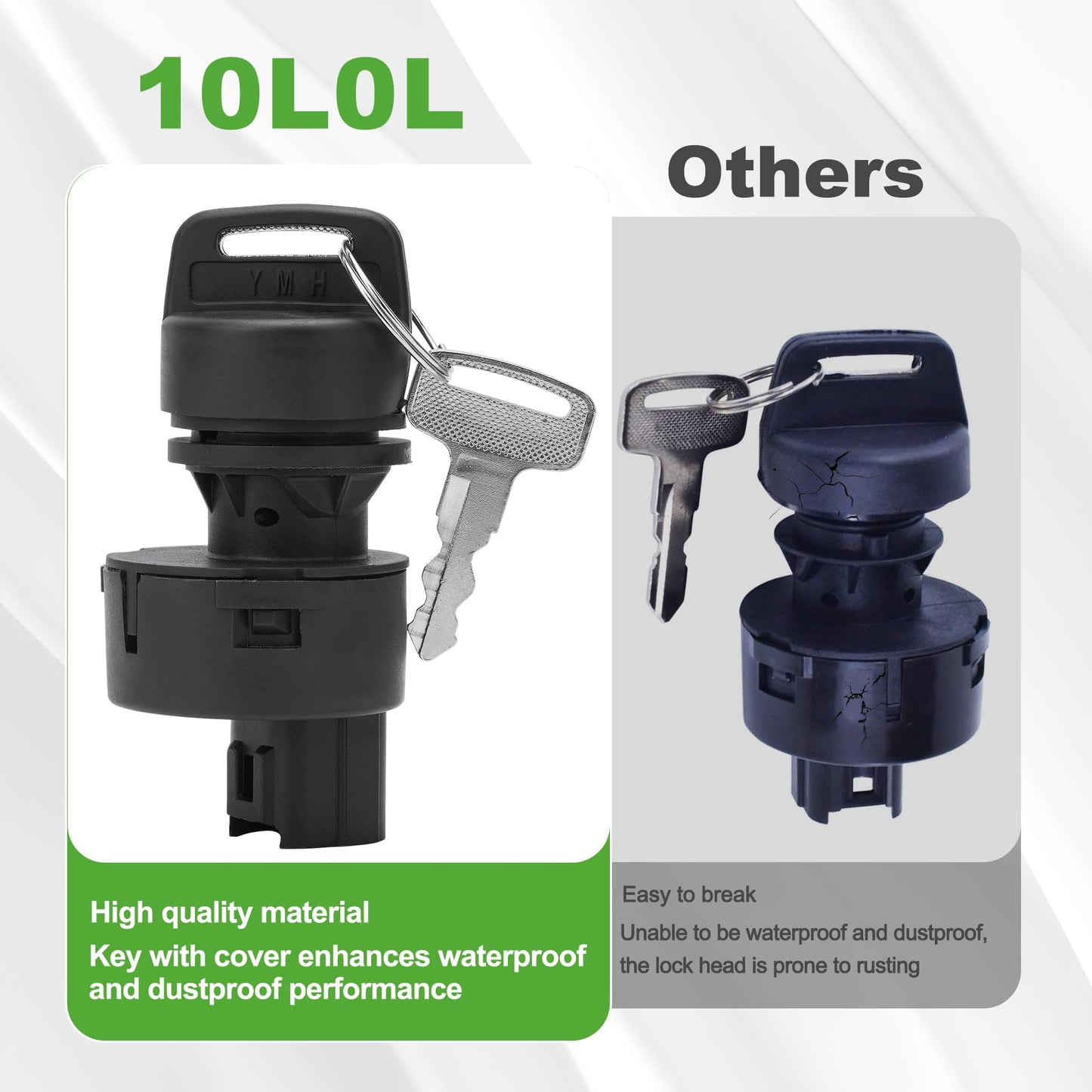 10L0L Golf Cart Ignition Key Switch Assembly for Yamaha G22 2005-2007 & G29 2007-2016 & Drive 2 2007-up Electric & Gas Golf Cart,OEM JW1-H2510-00 JU2-H2510-20 JU2-H2510-10