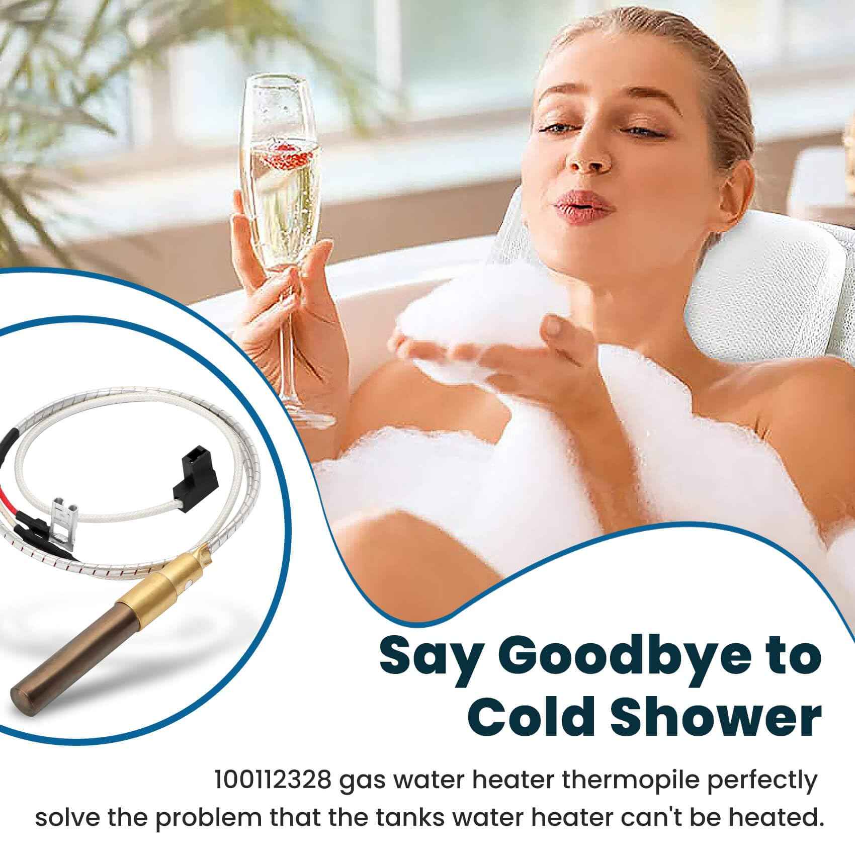 21" 100112328 Thermopile for Water Heater, 750 Mini-Volt Thermocouple Compatible with Reliance, Whirlpool, A.O.Smith, Kenmore, American Water Heater, Replace Model 6911197, 9007872005, 100094024, etc.