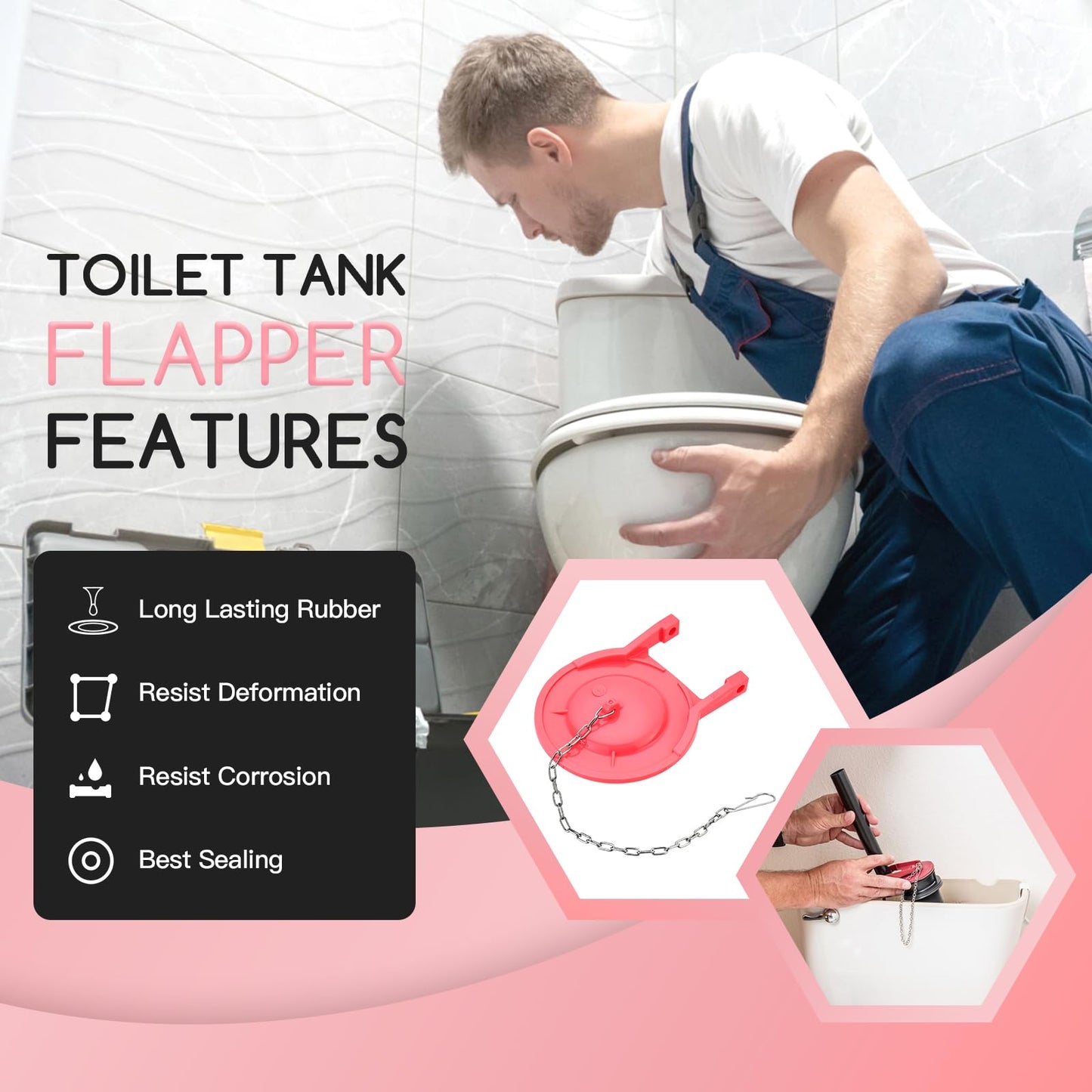 3-Inch Toilet Flapper Replacement for TOTO Toilet Tank Plug Flapper, Compatible with TOTO Flapper Model G-Max, THU138S, THU175S and THU331S, Easy to Install