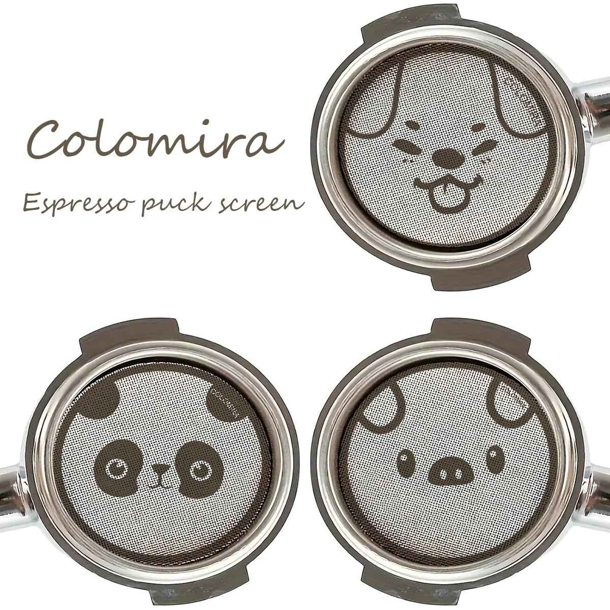 ColoMira 53.5mm Espresso Puck Screen 3-Pack, Lower Shower Screen, Metal Coffee Reusable Filter for 54mm Espresso Portafilter Basket, 1.7 Thickness(Cute Animal)