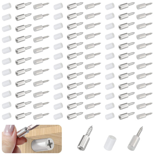70 Pcs Self Tapping Screws Cabinet Laminate Support, Shelf Pins with Non-Slip Sleeve, Cabinet Shelf Pegs for Kitchen Utensils, Bookcases and Wardrobes, Fixed Support Self - Tapping Cross Screw