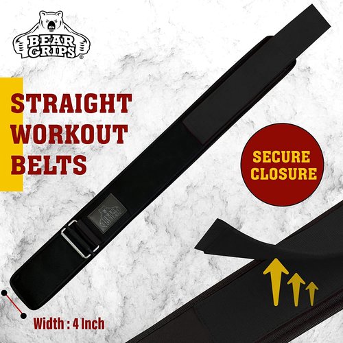 Bear Grips Weight Lifting Belt - Locking Buckle, Nylon, Squat & Deadlift Belt, Workout & Exercise Belt | Stealth Black (Medium)