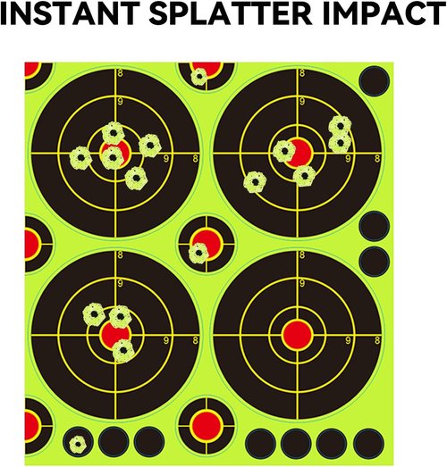 GearOZ Bullseye Splatter Target Stickers - 90-225 PCS Reactive Shooting Paper Targets | Adhesive for BB & Airsoft
