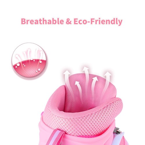 Adjustable Roller Skates for Girls & Kids, 4 Sizes, All Wheels Light Up, Fun Illuminating, Beginner-Friendly, Small(12J-2), Pink