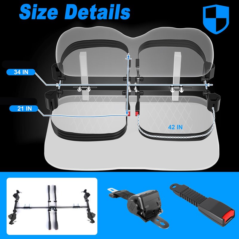 Mixopoly 4 Passenger Golf Cart Seat Belt Bracket Kit Universal for Yamaha, EZGO, Club Car Golf Cart with 2+2 Flip Rear Seat, Retractable Seatbelts Max Length 42 Inches