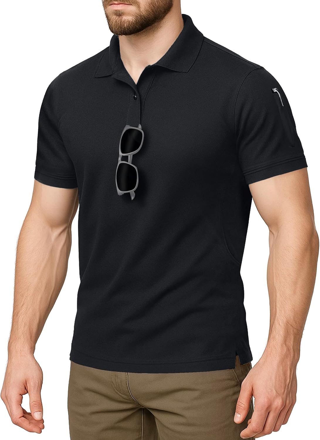 NY Threads Men's Polo Shirt - UPF 50+ Quick-Dry Tactical Golf Jersey | Short Sleeves, Pique Fabric