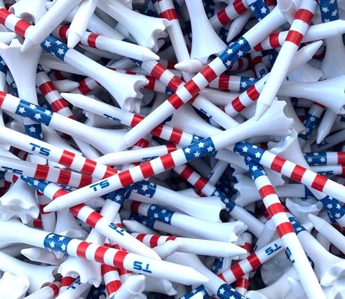 TRUESTRIKE Premium USA Golf Tees – 3¼" or 2¾" Durable Plastic Performance Tees (100 Pack) – Made in USA – Bulk Value Pack - Stars and Stripes 3 1/4
