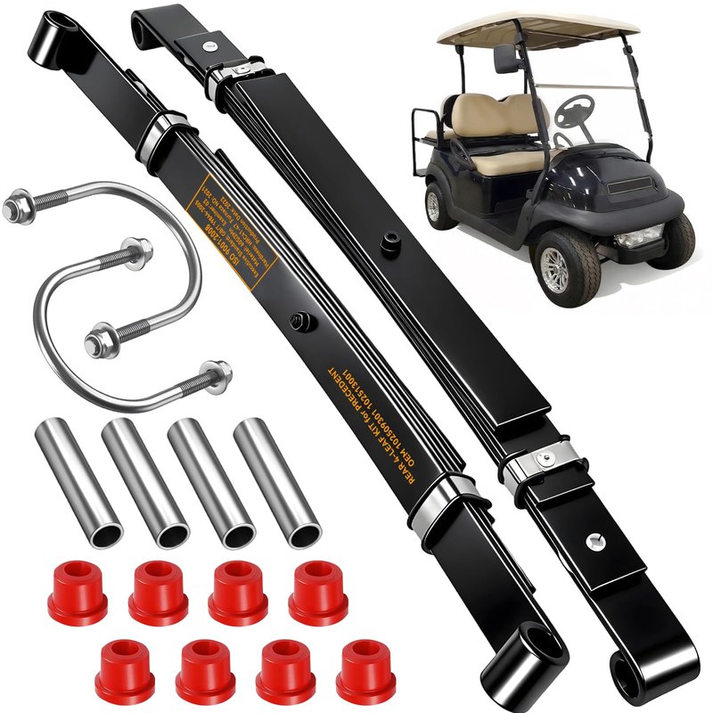 Upgraded Heavy Duty Rear 4-Leaf Spring Kit for Club Car Precedent 2004+,Tempo 2017+, Onward 2017+,2000 Lbs Ultra Load Golf Cart Suspension with Bushings Sleeves U-Bolt, Replace OEM#102509301,102513001