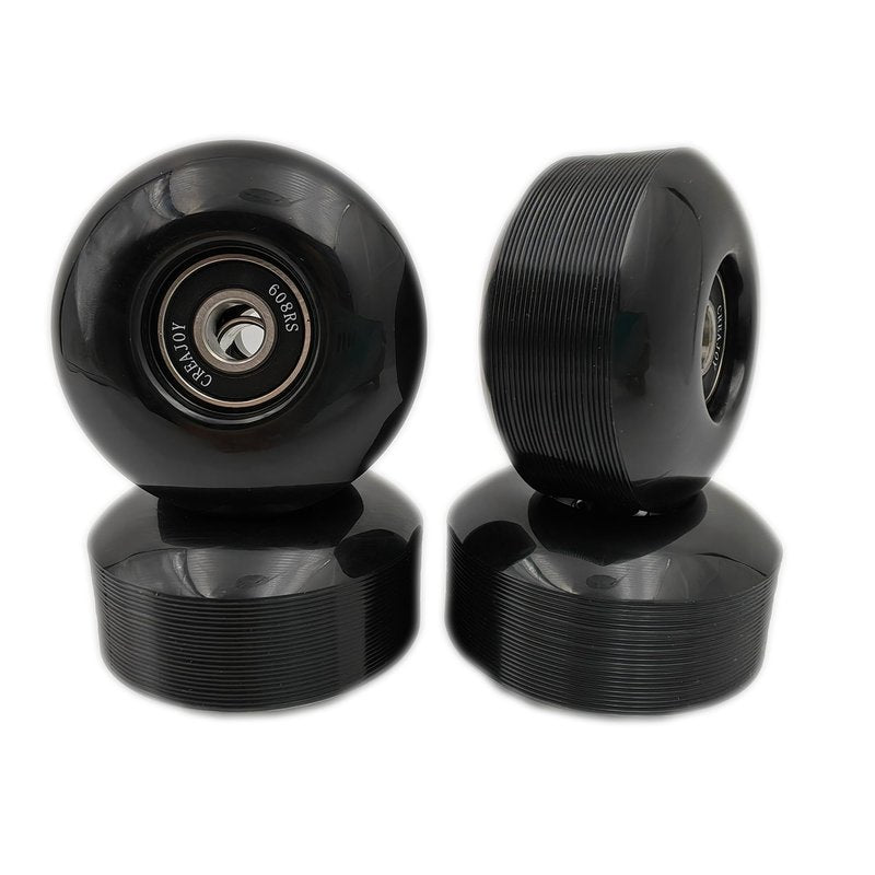 CREAJOY Skateboard Wheels, 52mm 95a, Set of 4 with Bearings (Black)