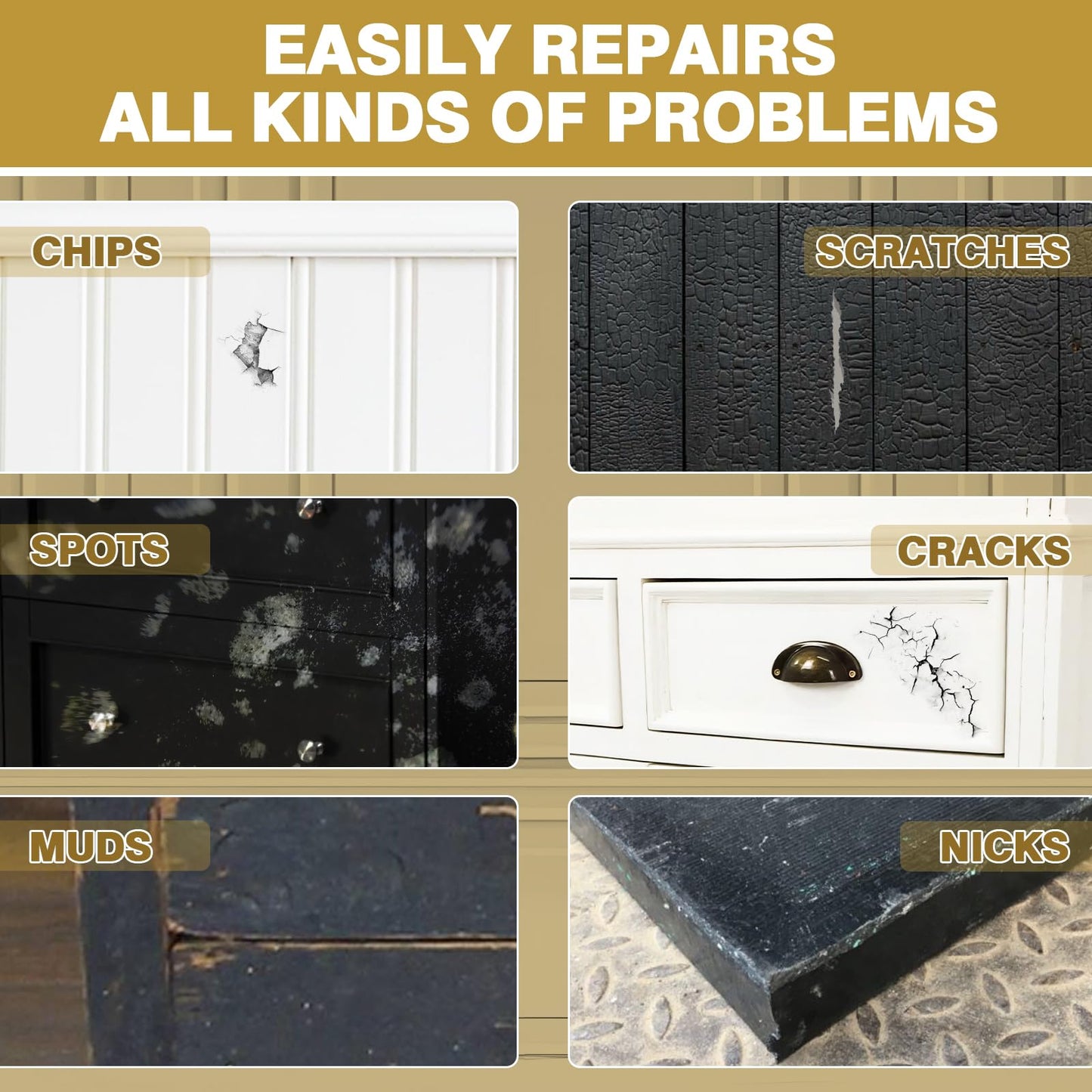 AstraVox Wood Touch Up Paint, 1.5 Oz White Paint for Wood Repair Scratches, Spots and Chips, Strong Adhesion Waterproof Quick Dry for Doors Tables Furniture Kitchen Cabinets Dressers