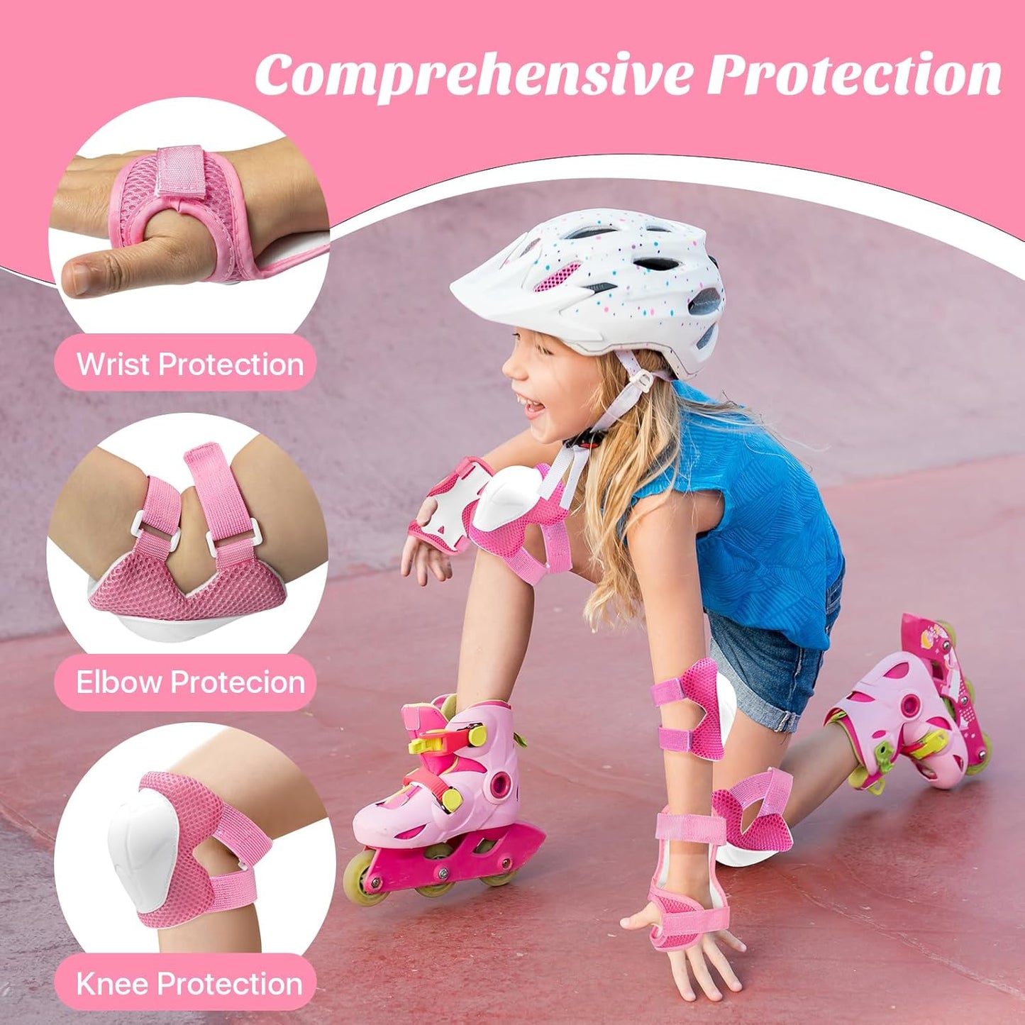 Skiennix Kids Protective Gear Set - Knee Pads, Elbow Pads & Wrist Guards for Skating, Cycling, Rollerblading | 3-in-1 Set