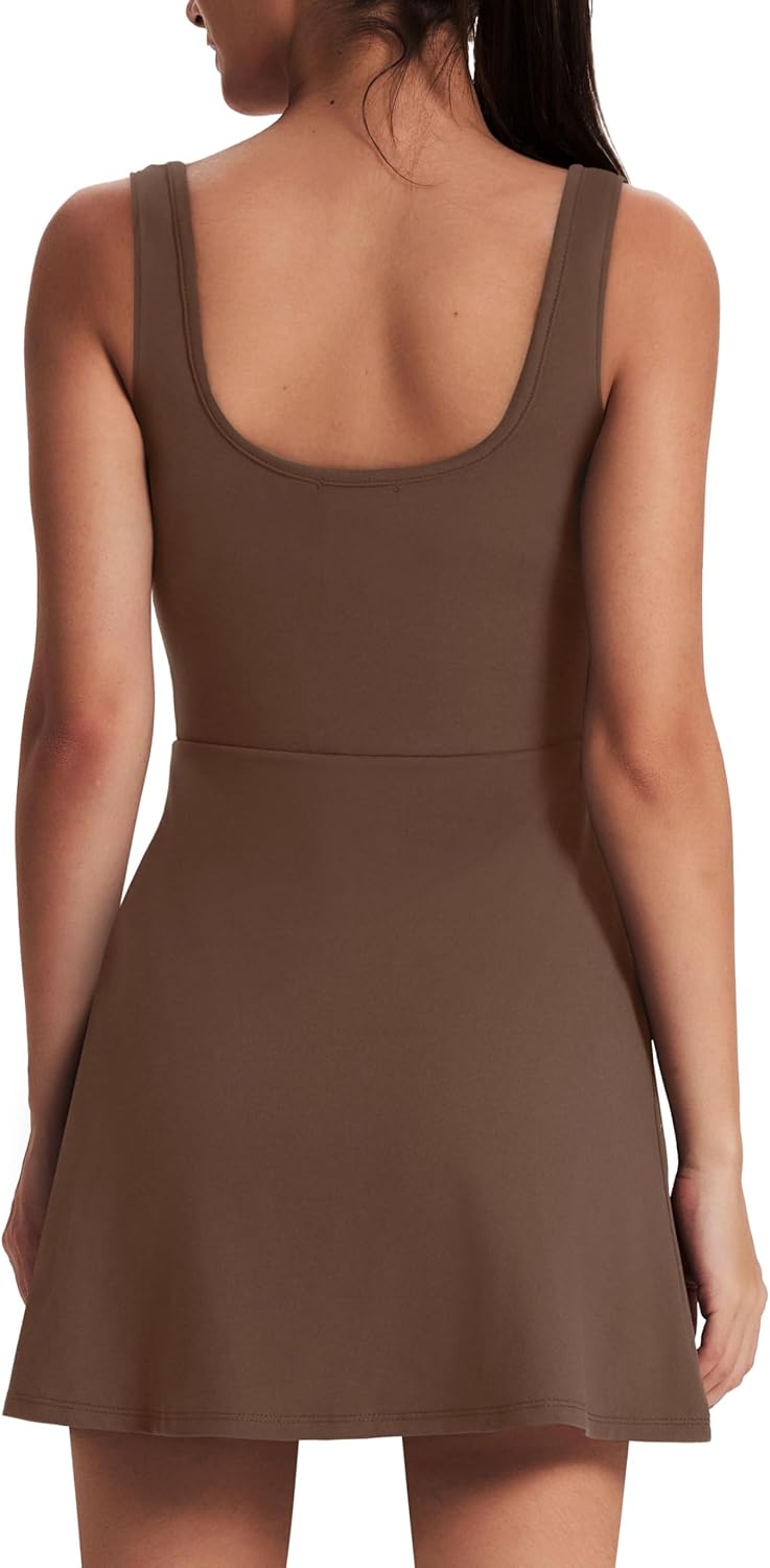 OFEEFAN Athletic Dress for Women - Mini U Neck Sleeveless Design with Built-In Shorts & Pockets | Perfect for Tennis, Golf & Graduation