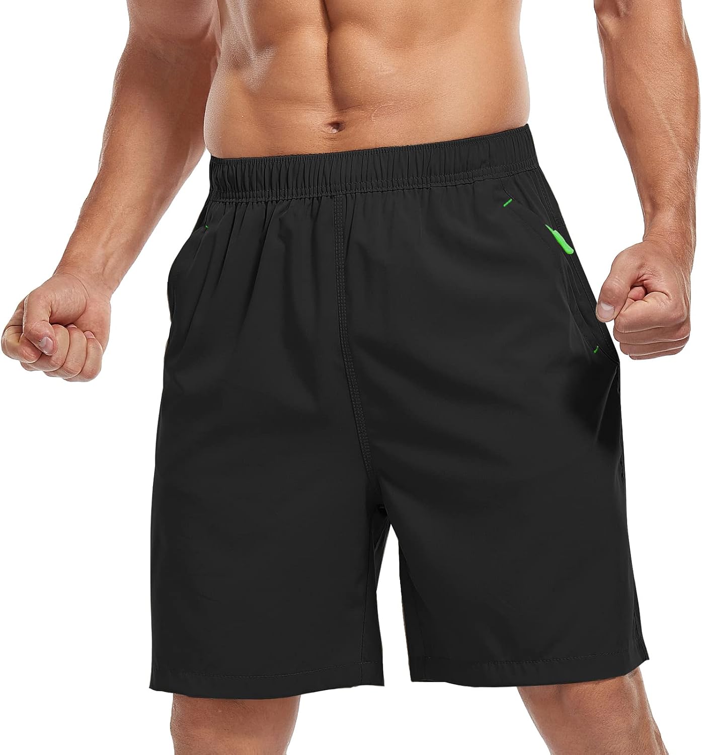 SPOSULEI Men's Athletic Hiking Shorts - Water Resistant, Quick-Dry, Lightweight with Zipper Pockets