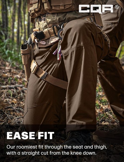 CQR Tactical Pants - Lightweight Water-Resistant Ripstop Cargo Pants for Work & Hiking | Men's Outdoor Apparel