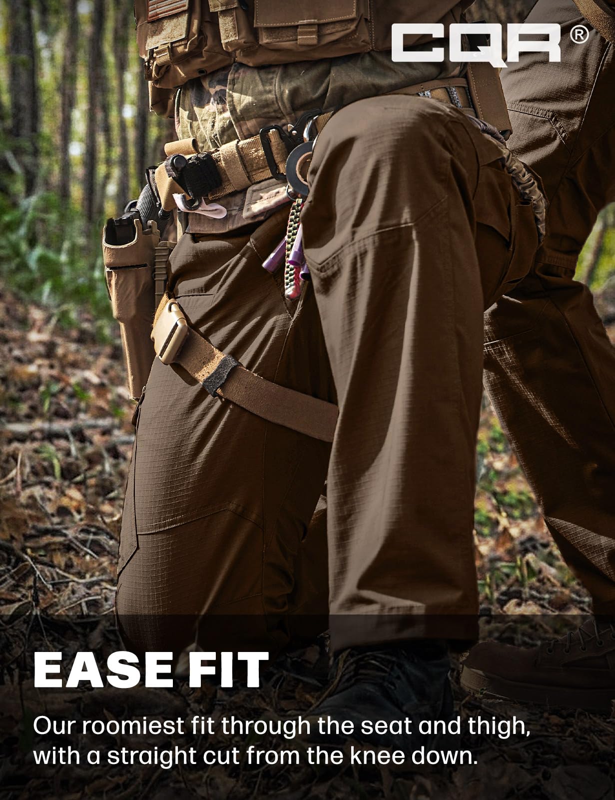 CQR Men's Tactical Pants, Water Resistant Ripstop Cargo Pants, Lightweight EDC Work Hiking Pants, Outdoor Apparel, Raider Tundra, 44W x 32L