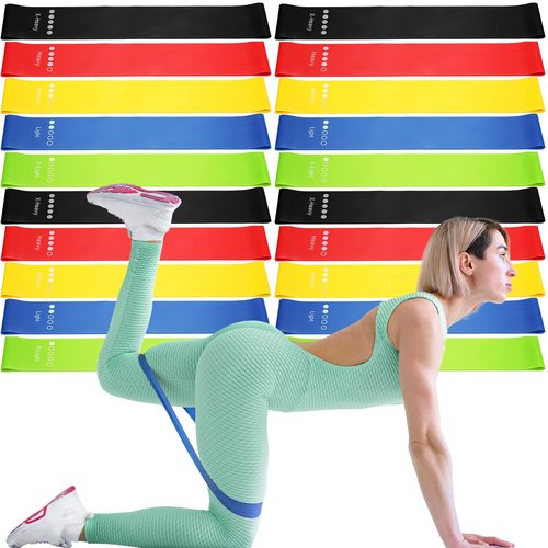 Deekin 20 Pcs Resistance Bands for Women Men 10-115 Lbs 5 Different Resistance Levels Loop Exercise Bands for Leg Working Gym(Multicolor)