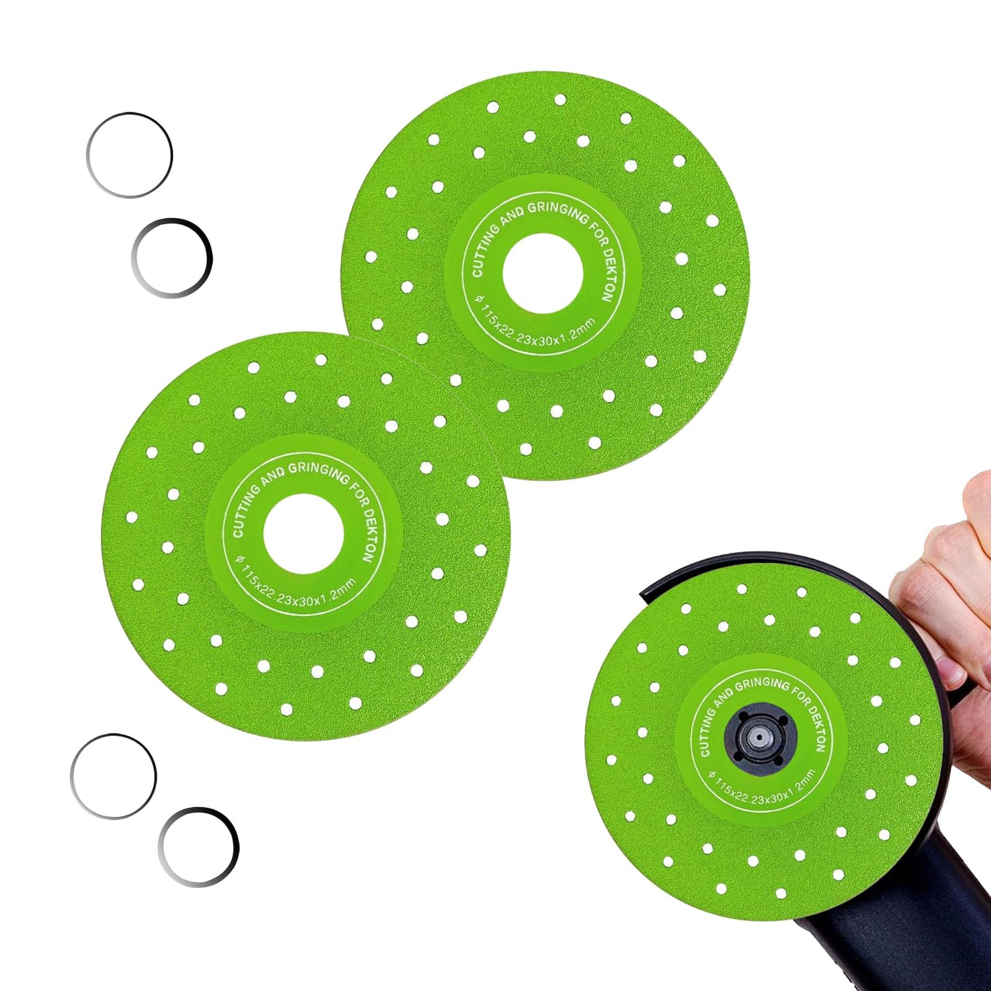 2Pcs 4-1/2'' Rock Slab Grinding Disc, 1.2'' Diamond Ultra Width Tile Blade 7/8'' Arbor, 45° Chamfer Rock Slab Flat Grinding Cutting Piece，Ultra-Thin Tile Saw Blade Rock Slab Cutting Wheel