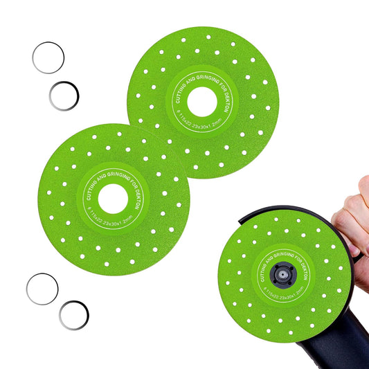 2Pcs 4-1/2'' Rock Slab Grinding Disc, 1.2'' Diamond Ultra Width Tile Blade 7/8'' Arbor, 45° Chamfer Rock Slab Flat Grinding Cutting Piece，Ultra-Thin Tile Saw Blade Rock Slab Cutting Wheel